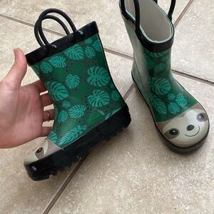 Kids Green Sloth Rain Boots